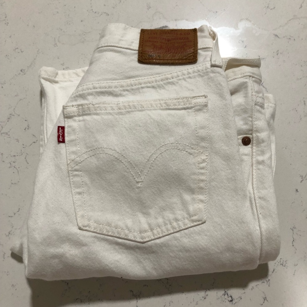 Levi’s 501 S white ripped jeans